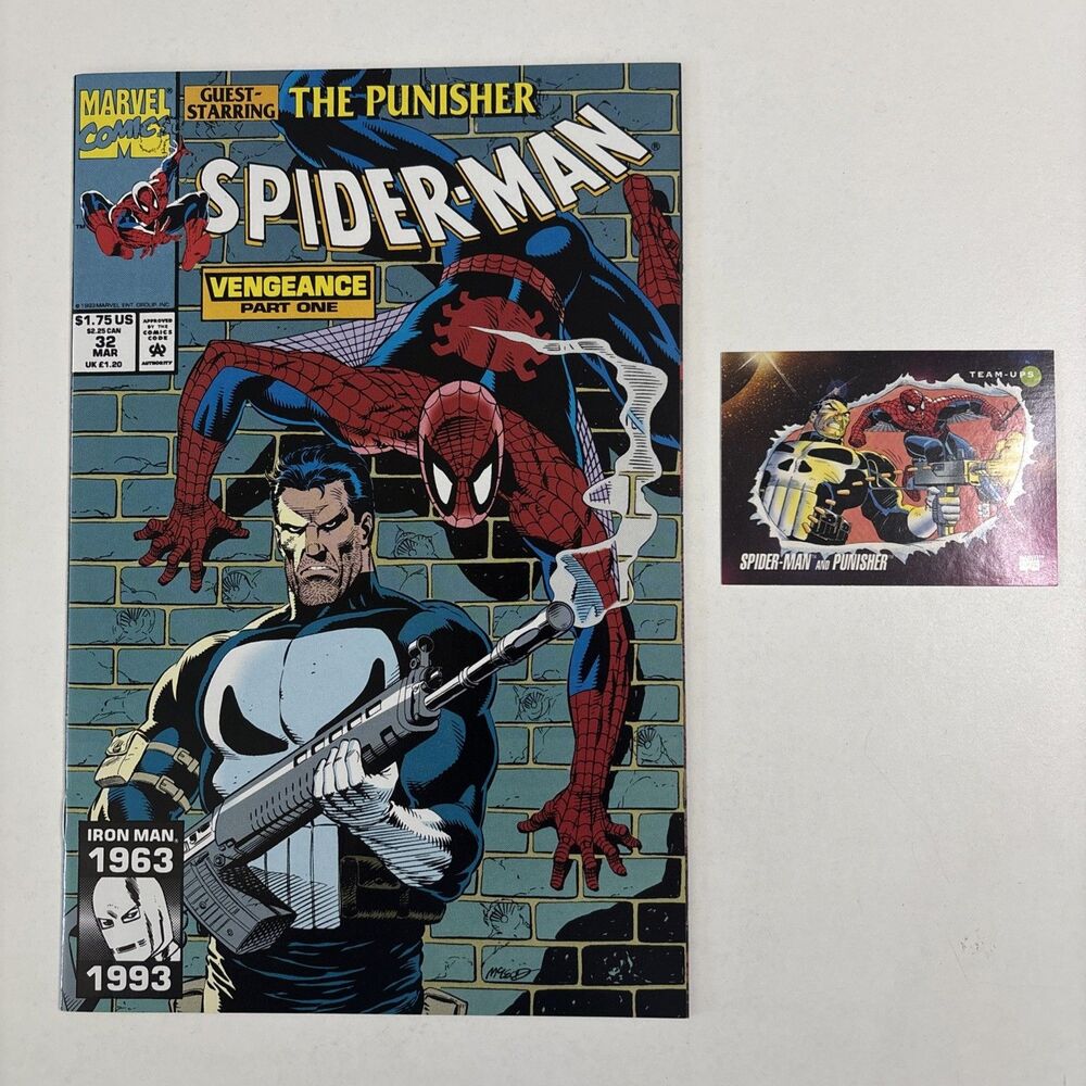 Spider-Man No. 32 Vengeance + Trading Card (1993 Marvel Comic Book) The Punisher